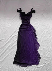 Purple A-line Chiffon Long Party Dress Prom Dress, Purple Chiffon Evening Dress