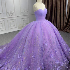 A Line Purple Lace Sweetheart With Corset Back Quinceanera Dresses