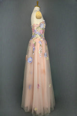 A Line Spaghetti Corset Prom Dresses With 3D Flowers Evening Dresses