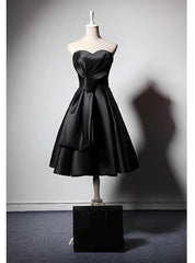 Black Satin Sweetheart Black Homecoming Dress