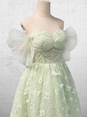 Boho A-Line Sweetheart Green Floor-Length Quinceanera Dress With Petticoat