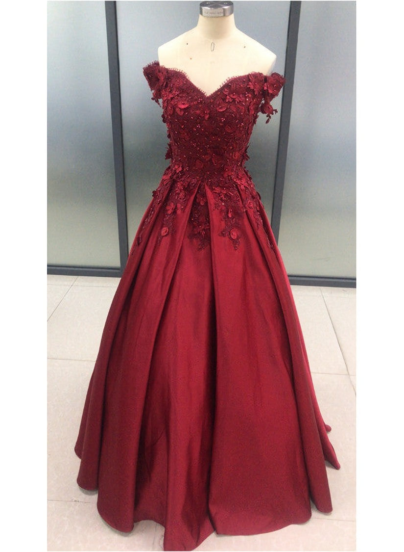 Charming Dark Red Long Sweetheart A-line Prom Dress Outfits For Girls, Wine Red Evening Gown