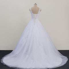 Glam White Tulle Puffy Ball Gown Prom Dress Outfits For Girls, Sweetheart 16 Gown