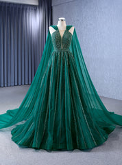 Green Tulle Beading Sleeveless Prom Dress