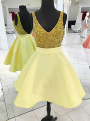 High quality Sparkly Sequins Short Gold Homecoming Dress Party Dress