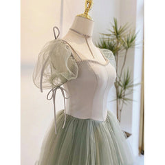 Light Green Tulle Long Evening Dress Outfits For Girls, Green Formal Dress Outfits For Women Party Dress