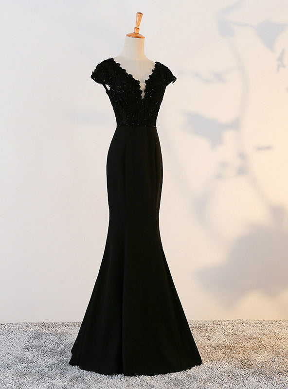 Mermaid Black Satin Prom Dress