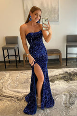 Mermaid Royal Blue Sequin Prom Dress