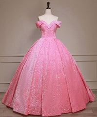 Pink Quinceanera Dresses Sequin Off The Shoulder Ball Gown Dresses