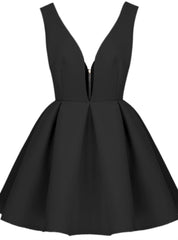 Queenly Deep V-neck Homecoming Dresses A-line Homecoming Dresses V-back