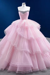 Quinceanera Dress Simple Tiered Ball Gown Elegant Lace Up Long Evening Dresses with Diamonds