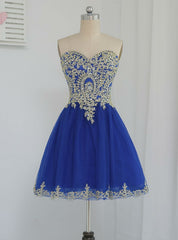 Royal Blue Homecoming Dresses A-line Sweetheart Short