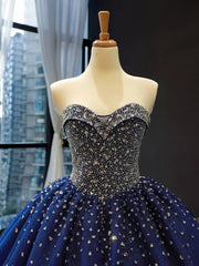 Sequined Navy Blue Quinceanera Dresses Ball Gown Dresses