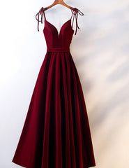 Velvet Straps Long V-neckline Long Party Dress Outfits For Girls, Velvet Bridesmaid Dresses