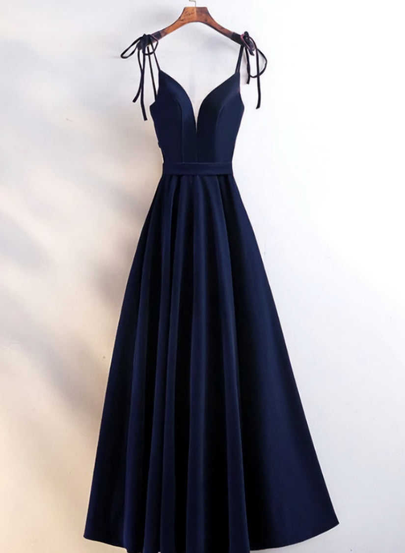 Velvet Straps Long V-neckline Long Party Dress Outfits For Girls, Velvet Bridesmaid Dresses