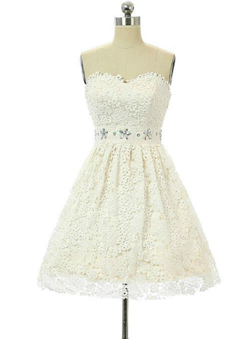 White Lace Sweetheart Homecoming Dress