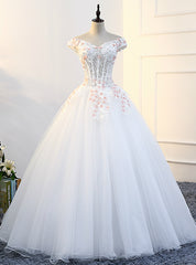 White Tulle Beading Ball Gown Off The Shoulder Quinceanera Dresses