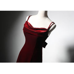 Wine Red Velvet Mermaid Wedding Party Dresses For Black girls For Women, Wine Red Formal Dresses