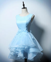 Prom Dress Tight, Cute Blue A Line Short Prom Dress, Blue Evening Dress