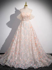 Party Dress Classy, Lovely Three-dimensional Floral Floor Length Prom Dress, Off the Shoulder Evening Party Dress