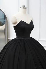 Bridesmaids Dress Convertible, Black Tulle Long A-Line Prom Dresses, Black Strapless Long Evening Dresses