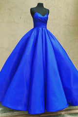 Bridesmaid Dresses Color Palette, Blue Satin Long Prom Dresses, A-Line Evening Dresses