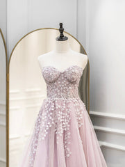 Formal Dress Suits For Ladies, Cute Tulle Sweetheart Long Party Dress with Lace, Beautiful A-Line Prom Dress