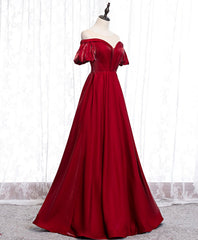 Prom Dresses Long, Simple Sweetheart Burgundy Satin Long Prom Dress, Burgundy Evening Dress