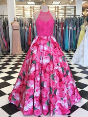 Bridesmaids Dress Long, a line spaghetti straps floral prom dress 2024 floor length long prom dresses evening dress