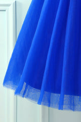 Evening Dresses For Over 50S, Halter Royal Blue Lace Dress