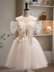 Evening Dresses 90027, Champagne Tulle Sequins Short Prom Dress, Cute A-Line Homecoming Dress