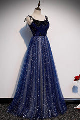 Prom Dresses Photos Gallery, Blue Tulle Long A-Line Prom Dresses, Blue Evening Party Dresses