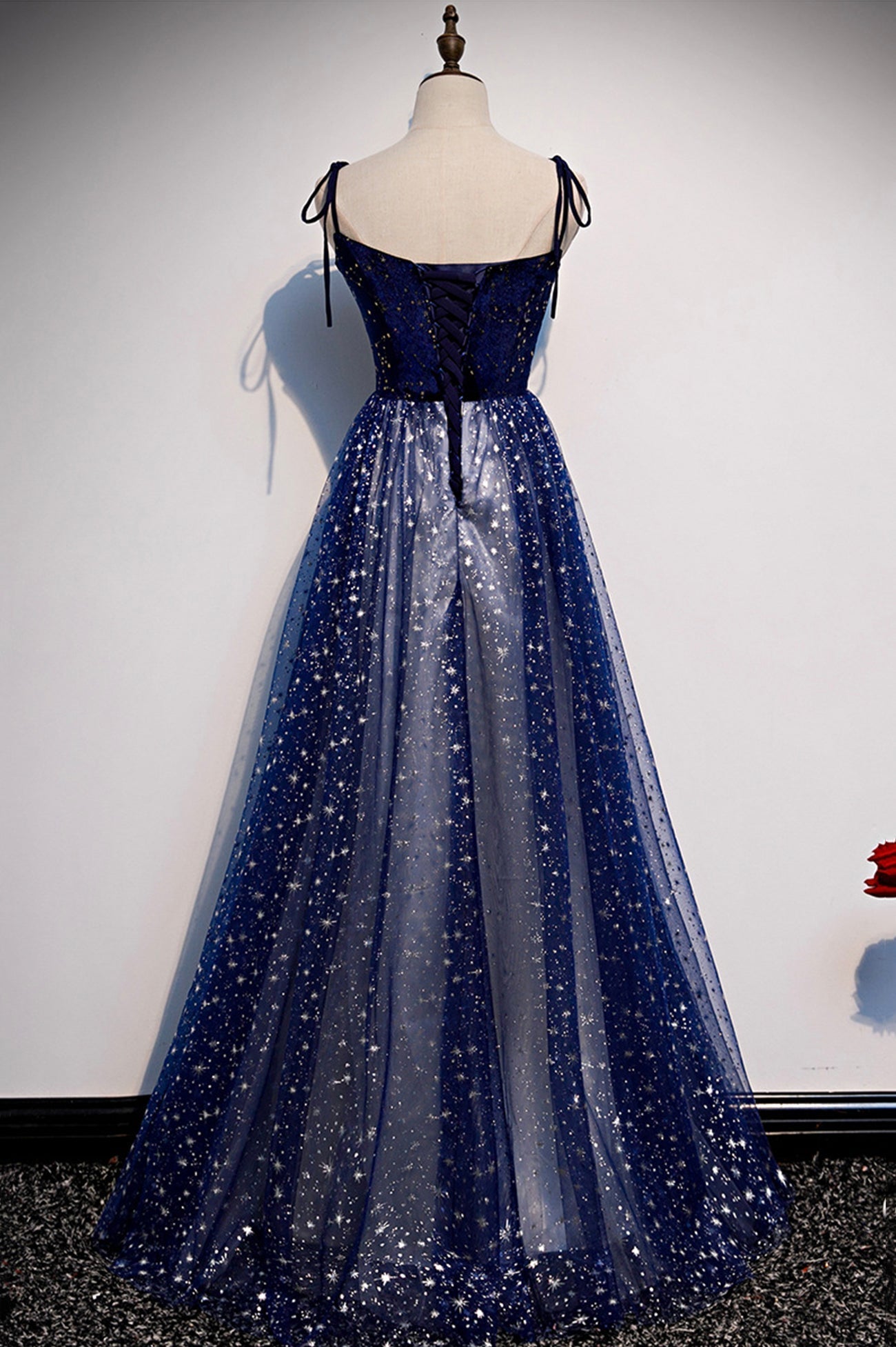 Prom Dress Chiffon, Blue Tulle Long A-Line Prom Dresses, Blue Evening Party Dresses