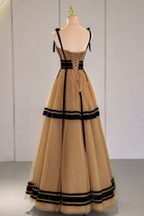 Prom Dresses Open Backs, Stylish Tulle Long Prom Dress, A-Line Evening Party Dress