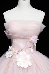 Party Dress 2035, Lovely Pink Tull Applique Ball Gown Formal Dress, Pink Sweet 16 Dress