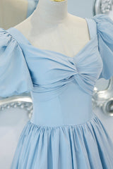 Bridesmaid Dresses Mismatched Spring Wedding Colors, Blue A-Line Long Prom Dress, Blue Formal Evening Dress