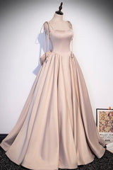 Mother Of The Bride Dress, Pink Satin Long Formal Dresses, Graduation Dresses with Bows