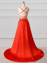 Prom Dresses Brand, A-Line Prom Dresses Side Split Evening Dresses
