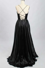 Prom Pictures, A-Line Black Sweetheart Lace-Up Prom Gown