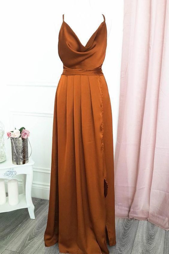 Bridesmaid Dress Online, burnt orange long prom dress