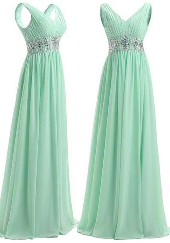 Elegant Wedding, Beading Straps A-Line/Princess Chiffon Prom Dresses