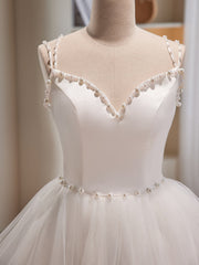 Prom Dresses 2035 Cheap, White Spaghetti Strap Tulle Short Prom Dress, Cute A-Line Party Dress