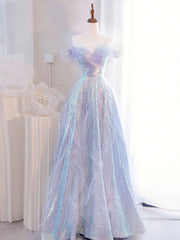 Prom Dresses Dress, Purple Off Shoulder Sequin Tulle Long Prom Dress, Purple Formal Evening Dresses
