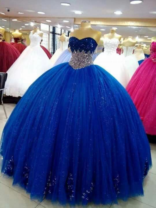 Bridesmaid Dresses Colorful, royal blue tulle long ball gown vintage evening dress