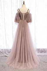 Party Dress Pinterest, A-Line Tulle Long Prom Dresses, Lace Evening Dresses