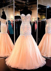 Wedding Shoes Bride, Floor-Length/Long Mermaid/Trumpet Sweetheart Tulle Prom Dresses