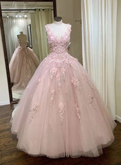 Bridesmaid Dress Color Scheme, pink tulle customize long a line sweet 16 prom dress formal dress