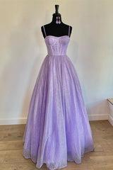 Bridesmaid Dresses Website, A-Line Lavender Straps Long Formal Dress