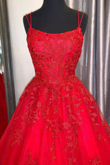 Bridesmaid Dress Color Scheme, Red Lace Long Backless Prom Dresses, Red Formal Graduation Dresses