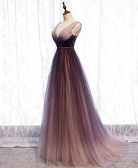 Homecoming Dresses Tight Short, Simple V Neck Tulle Long Prom Dress, Tulle Evening Dress